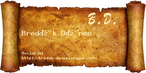 Bredák Dénes névjegykártya